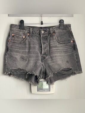 LEVI’S 501 Distressed Gray Denim Shorts